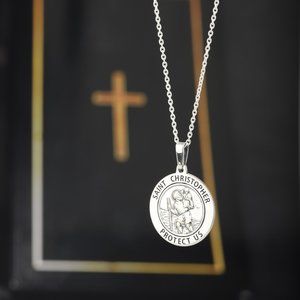 Vanbelle Sterling Silver Jewelry Saint Christopher Medal Pendant Necklace
